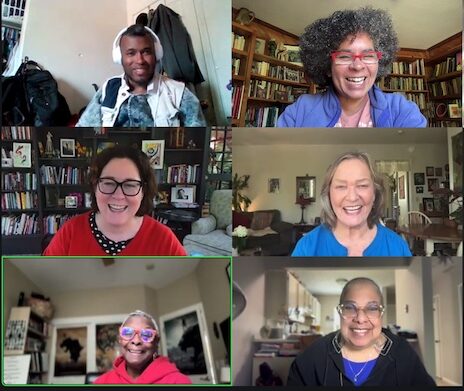 People of different ages, races and genders with big smiles looking like they are having fun