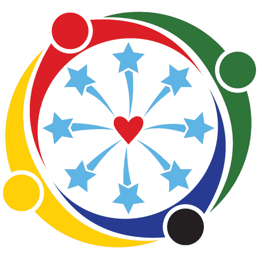 Freedom Festival USA Logo: Red Heart with Stars Surrounded by People