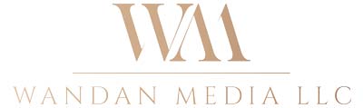 Wandan Media LLC all text log in tan color.